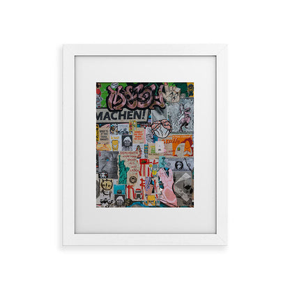 Sticker and graffiti wall background 2 - Berlin street art photography Framed Art Print Gallery Image 54