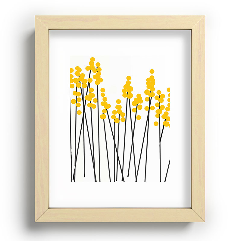 Hello Spring! Yellow/Black Retro Plants on White #decor #society6 #buyart Framed Art Print Gallery Image 95