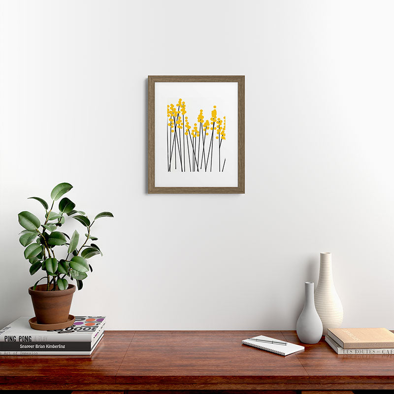Hello Spring! Yellow/Black Retro Plants on White #decor #society6 #buyart Framed Art Print Gallery Image 53