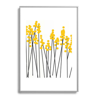 Hello Spring! Yellow/Black Retro Plants on White #decor #society6 #buyart Framed Art Print Gallery Image 132