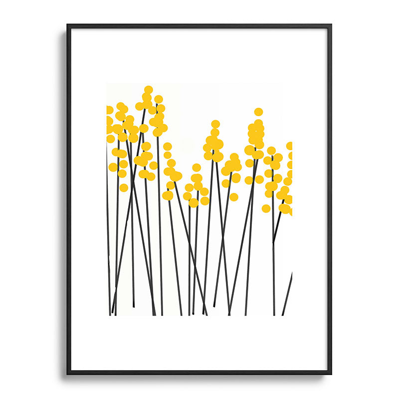 Hello Spring! Yellow/Black Retro Plants on White #decor #society6 #buyart Framed Art Print Gallery Image 115