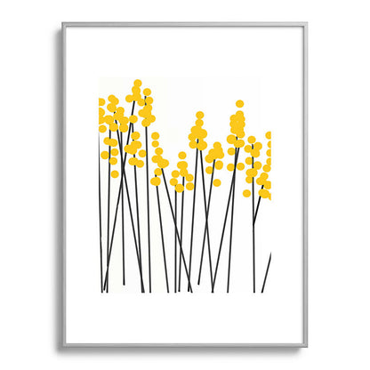 Hello Spring! Yellow/Black Retro Plants on White #decor #society6 #buyart Framed Art Print Gallery Image 134