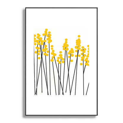 Hello Spring! Yellow/Black Retro Plants on White #decor #society6 #buyart Framed Art Print Gallery Image 117