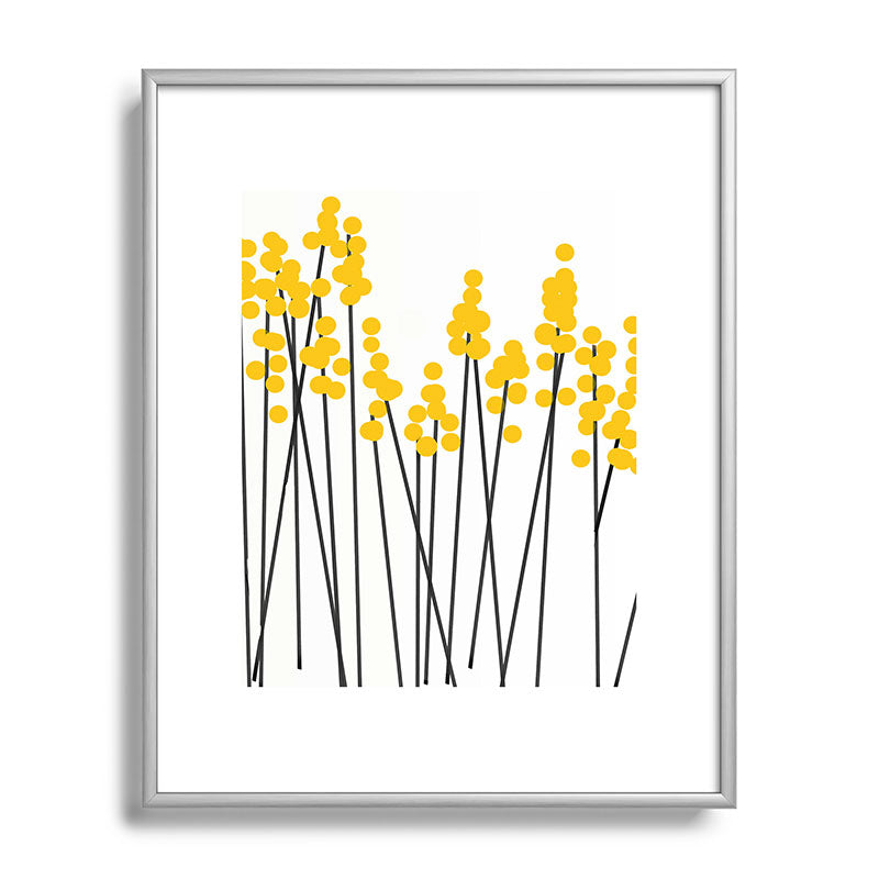 Hello Spring! Yellow/Black Retro Plants on White #decor #society6 #buyart Framed Art Print Gallery Image 131