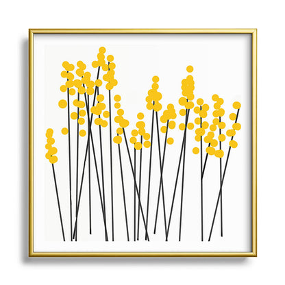 Hello Spring! Yellow/Black Retro Plants on White #decor #society6 #buyart Framed Art Print Gallery Image 133