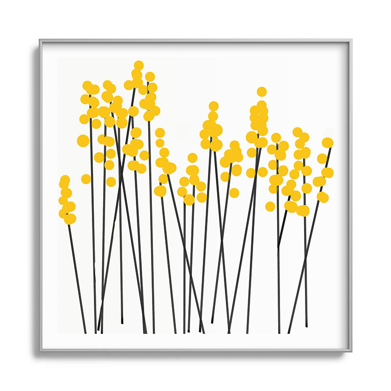 Hello Spring! Yellow/Black Retro Plants on White #decor #society6 #buyart Framed Art Print Gallery Image 141