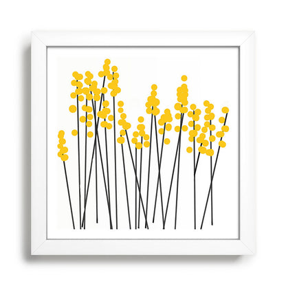 Hello Spring! Yellow/Black Retro Plants on White #decor #society6 #buyart Framed Art Print Gallery Image 35