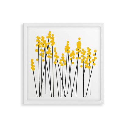 Hello Spring! Yellow/Black Retro Plants on White #decor #society6 #buyart Framed Art Print Gallery Image 38