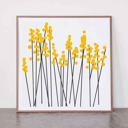 Hello Spring! Yellow/Black Retro Plants on White #decor #society6 #buyart Framed Art Print Gallery Image 21