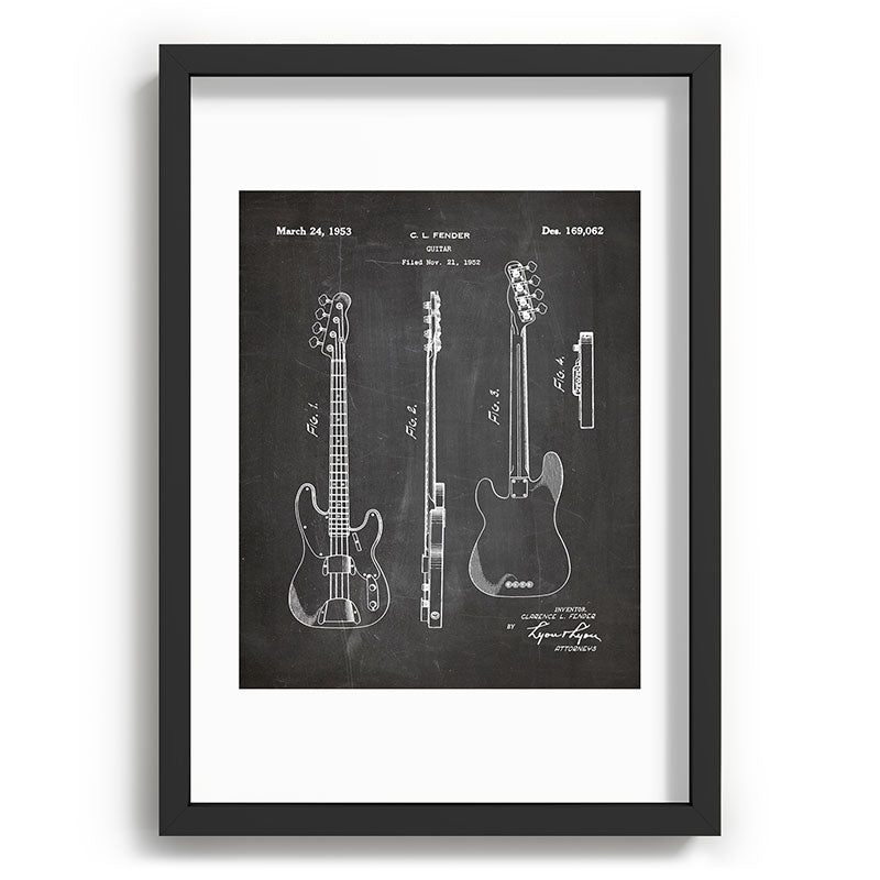 Bass Guitar Patent - Bass Guitarist Art - Black Chalkboard Framed Art Print Gallery Image 81