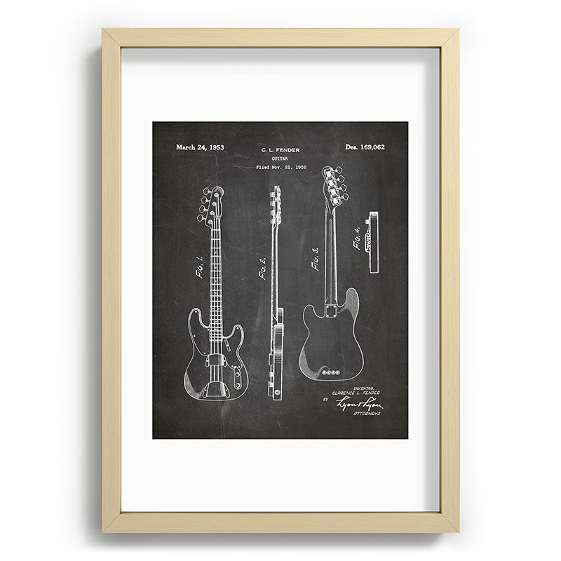 Bass Guitar Patent - Bass Guitarist Art - Black Chalkboard Framed Art Print Gallery Image 97