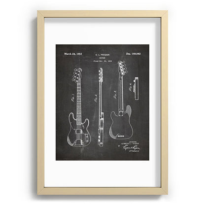 Bass Guitar Patent - Bass Guitarist Art - Black Chalkboard Framed Art Print Gallery Image 97