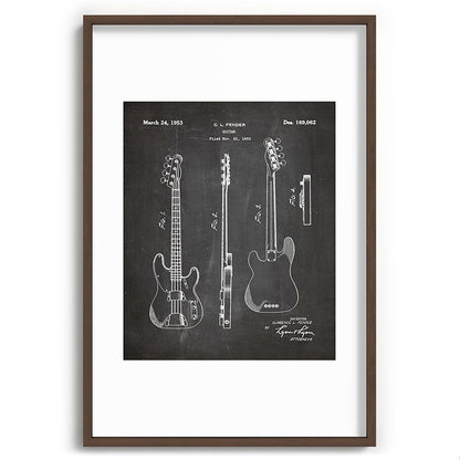 Bass Guitar Patent - Bass Guitarist Art - Black Chalkboard Framed Art Print Gallery Image 94