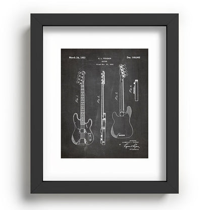 Bass Guitar Patent - Bass Guitarist Art - Black Chalkboard Framed Art Print Gallery Image 80