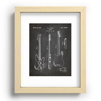 Bass Guitar Patent - Bass Guitarist Art - Black Chalkboard Framed Art Print Gallery Image 95