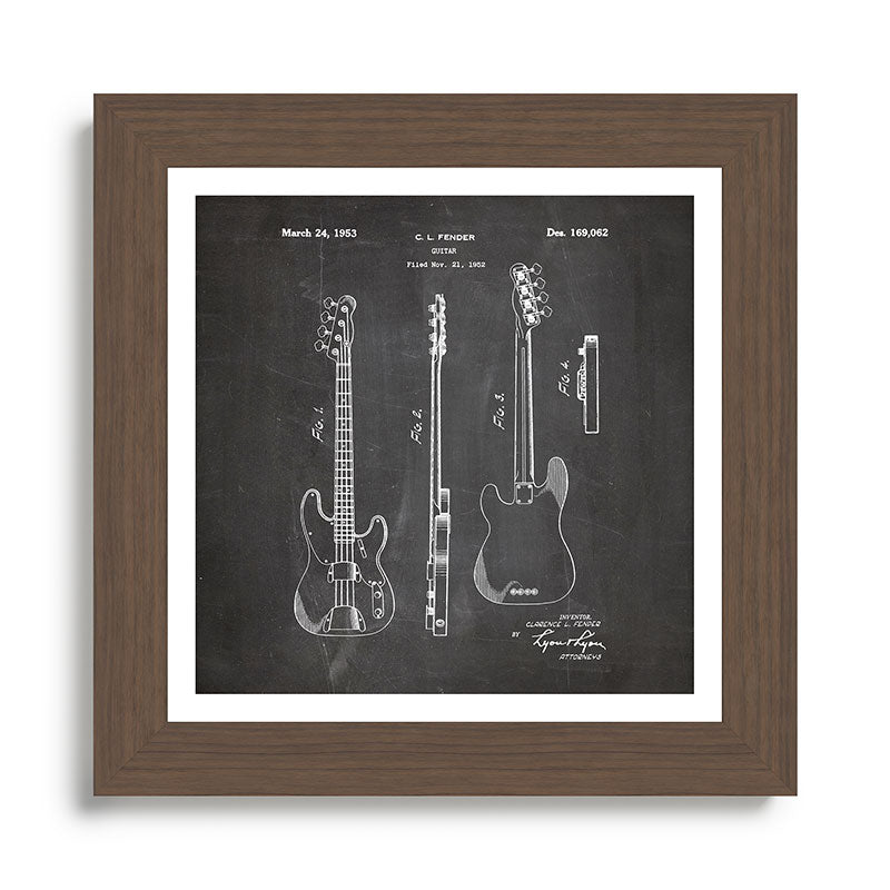 Bass Guitar Patent - Bass Guitarist Art - Black Chalkboard Framed Art Print Gallery Image 57