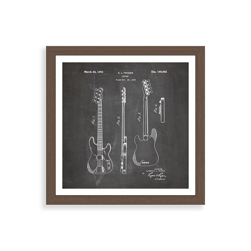 Bass Guitar Patent - Bass Guitarist Art - Black Chalkboard Framed Art Print Gallery Image 60