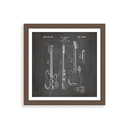 Bass Guitar Patent - Bass Guitarist Art - Black Chalkboard Framed Art Print Gallery Image 60