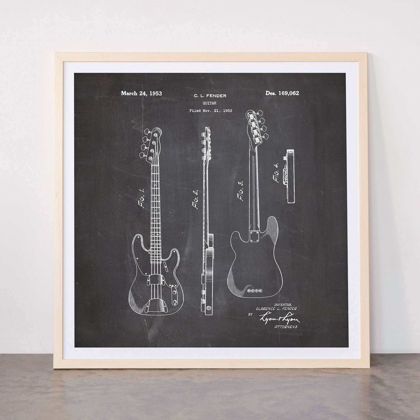 Bass Guitar Patent - Bass Guitarist Art - Black Chalkboard Framed Art Print Gallery Image 77