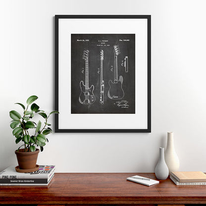 Bass Guitar Patent - Bass Guitarist Art - Black Chalkboard Framed Art Print Gallery Image 48