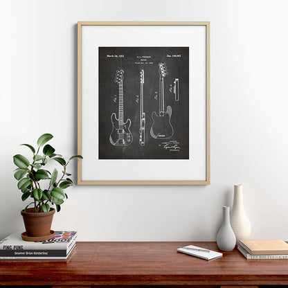 Bass Guitar Patent - Bass Guitarist Art - Black Chalkboard Framed Art Print Gallery Image 29