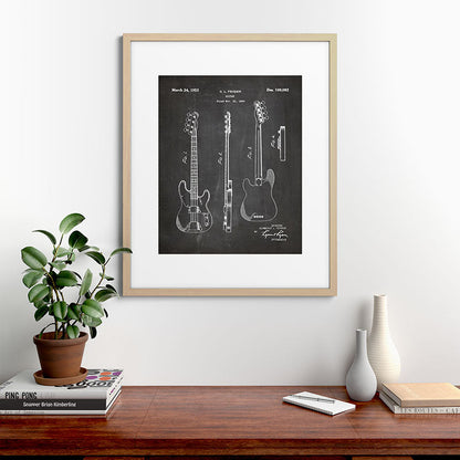 Bass Guitar Patent - Bass Guitarist Art - Black Chalkboard Framed Art Print Gallery Image 67