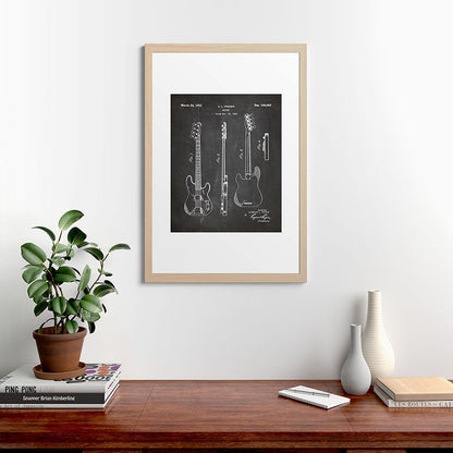 Bass Guitar Patent - Bass Guitarist Art - Black Chalkboard Framed Art Print Gallery Image 65
