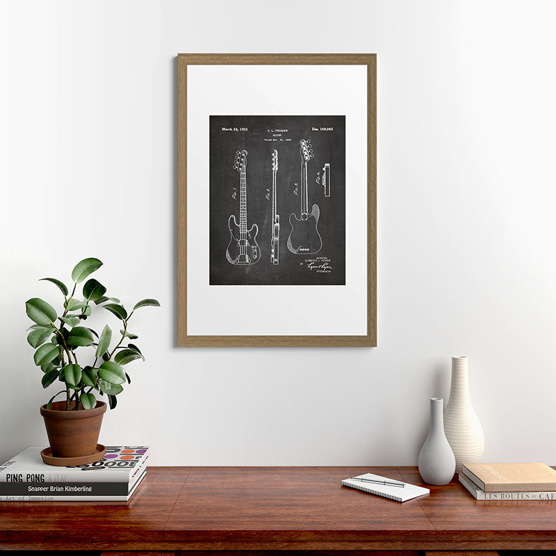 Bass Guitar Patent - Bass Guitarist Art - Black Chalkboard Framed Art Print Gallery Image 56