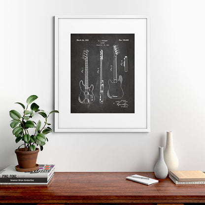 Bass Guitar Patent - Bass Guitarist Art - Black Chalkboard Framed Art Print Gallery Image 76