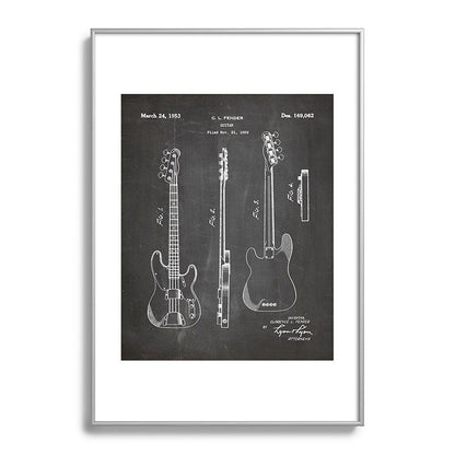 Bass Guitar Patent - Bass Guitarist Art - Black Chalkboard Framed Art Print Gallery Image 132