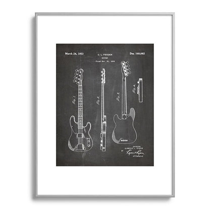Bass Guitar Patent - Bass Guitarist Art - Black Chalkboard Framed Art Print Gallery Image 135