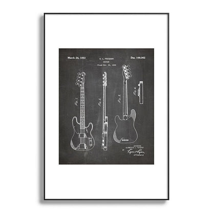 Bass Guitar Patent - Bass Guitarist Art - Black Chalkboard Framed Art Print Gallery Image 119