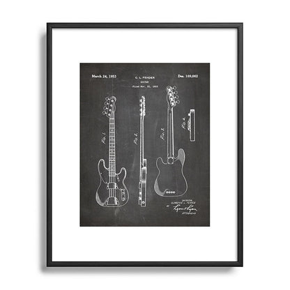 Bass Guitar Patent - Bass Guitarist Art - Black Chalkboard Framed Art Print Gallery Image 111