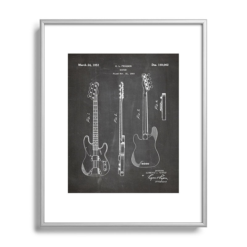 Bass Guitar Patent - Bass Guitarist Art - Black Chalkboard Framed Art Print Gallery Image 129