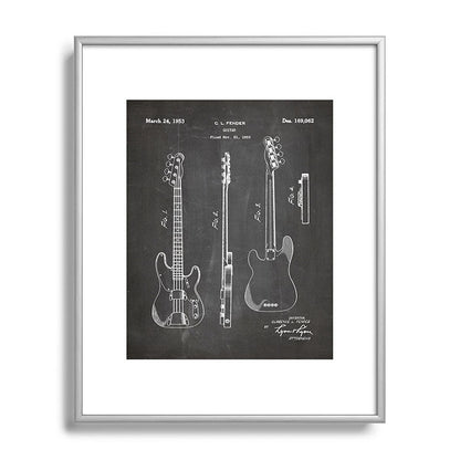Bass Guitar Patent - Bass Guitarist Art - Black Chalkboard Framed Art Print Gallery Image 129