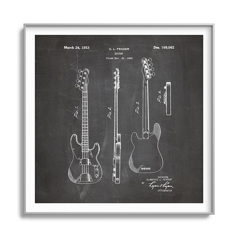 Bass Guitar Patent - Bass Guitarist Art - Black Chalkboard Framed Art Print Gallery Image 141