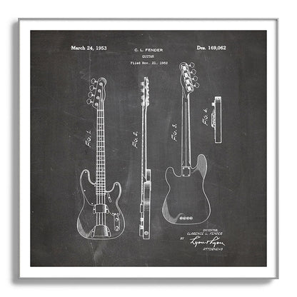 Bass Guitar Patent - Bass Guitarist Art - Black Chalkboard Framed Art Print Gallery Image 142