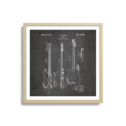 Bass Guitar Patent - Bass Guitarist Art - Black Chalkboard Framed Art Print Gallery Image 27