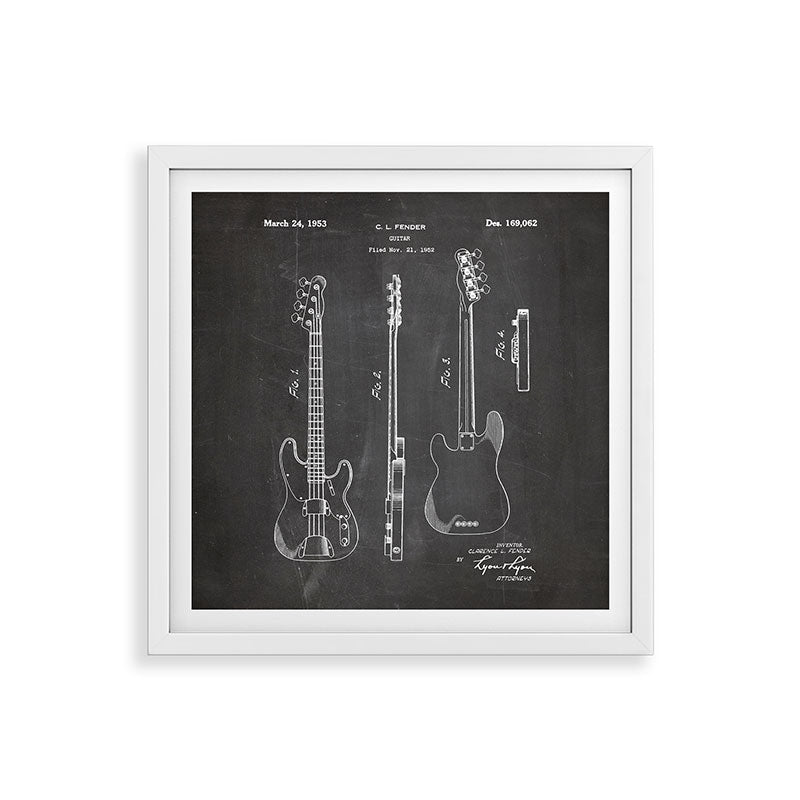 Bass Guitar Patent - Bass Guitarist Art - Black Chalkboard Framed Art Print Gallery Image 38