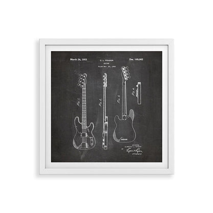 Bass Guitar Patent - Bass Guitarist Art - Black Chalkboard Framed Art Print Gallery Image 38