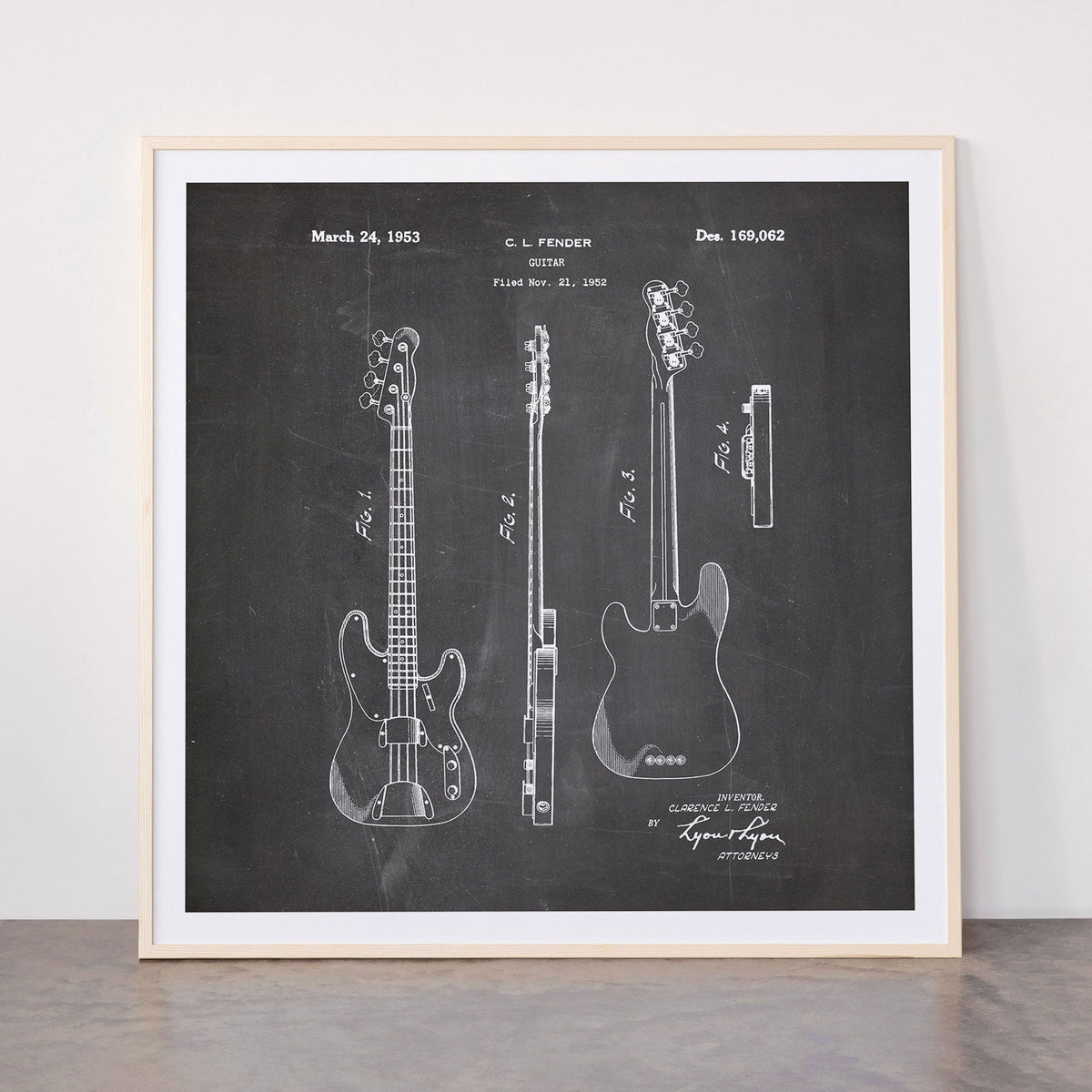 Bass Guitar Patent - Bass Guitarist Art - Black Chalkboard Framed Art Print Gallery Image 33