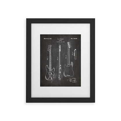 Bass Guitar Patent - Bass Guitarist Art - Black Chalkboard Framed Art Print Gallery Image 47