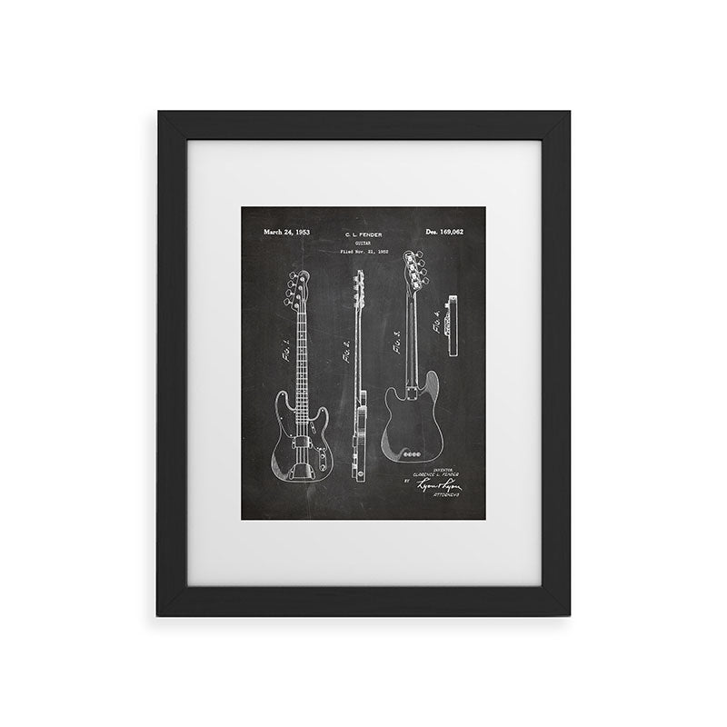 Bass Guitar Patent - Bass Guitarist Art - Black Chalkboard Framed Art Print Gallery Image 40