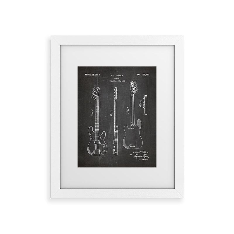 Bass Guitar Patent - Bass Guitarist Art - Black Chalkboard Framed Art Print Gallery Image 74