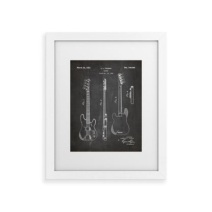 Bass Guitar Patent - Bass Guitarist Art - Black Chalkboard Framed Art Print Gallery Image 73