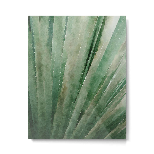 Palm Reading - Botanical Forest Sage Green Close Up Palm Leaf Watercolor Nature Art Print Metal Print Gallery Image 2