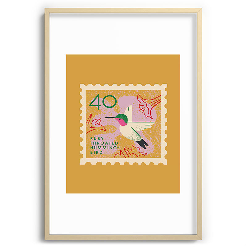 Hummingbird Postage Stamp Framed Art Print Gallery Image 102