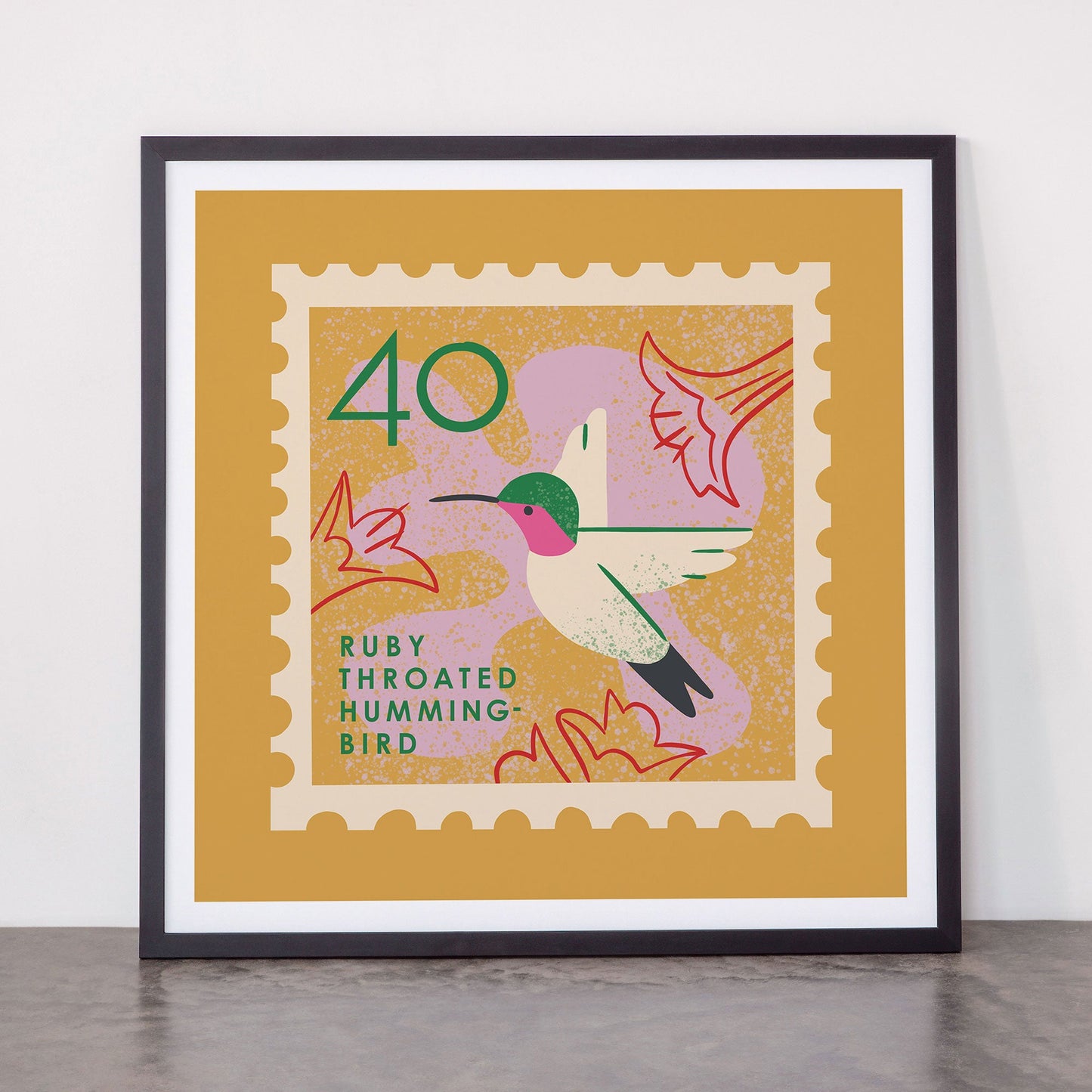 Hummingbird Postage Stamp Framed Art Print Gallery Image 55
