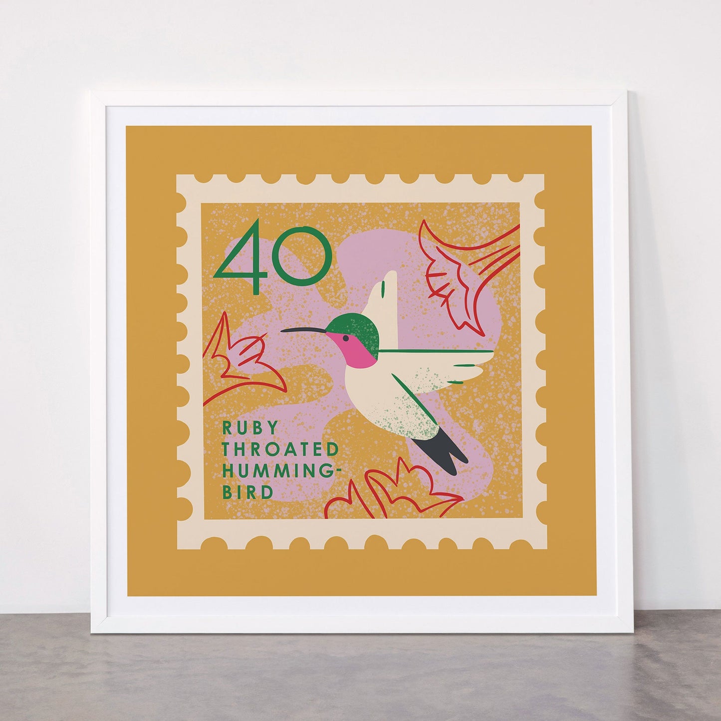 Hummingbird Postage Stamp Framed Art Print Gallery Image 87
