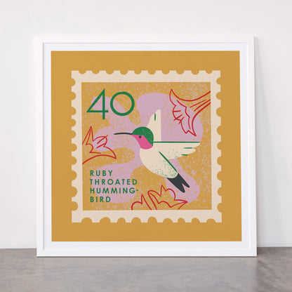 Hummingbird Postage Stamp Framed Art Print Gallery Image 87